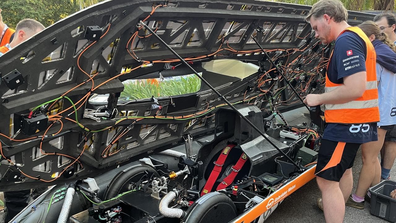 The interior of a Solar Challenge race car