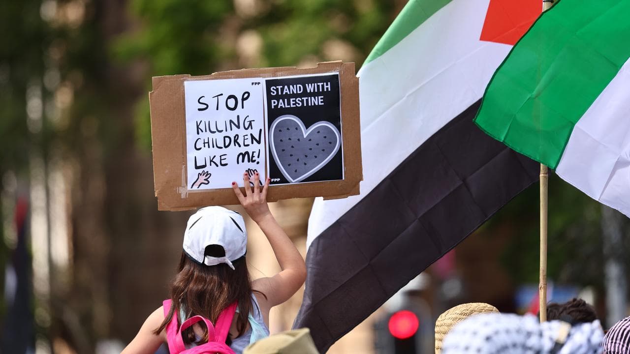 A young protesters in Brisbane