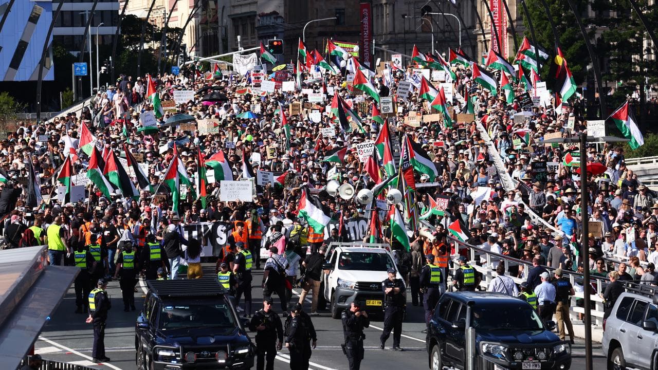 Protesters in Brisbane