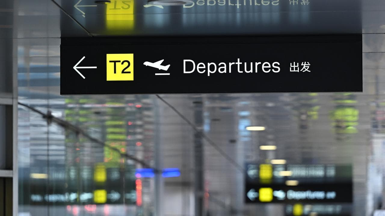 Depatures sign at Melbourne Airport.