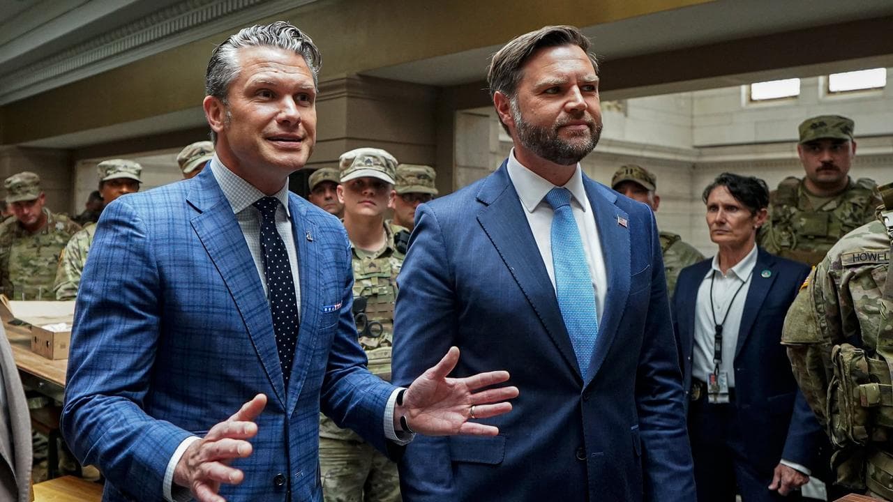 A file photo of Pete Hegseth and JD Vance