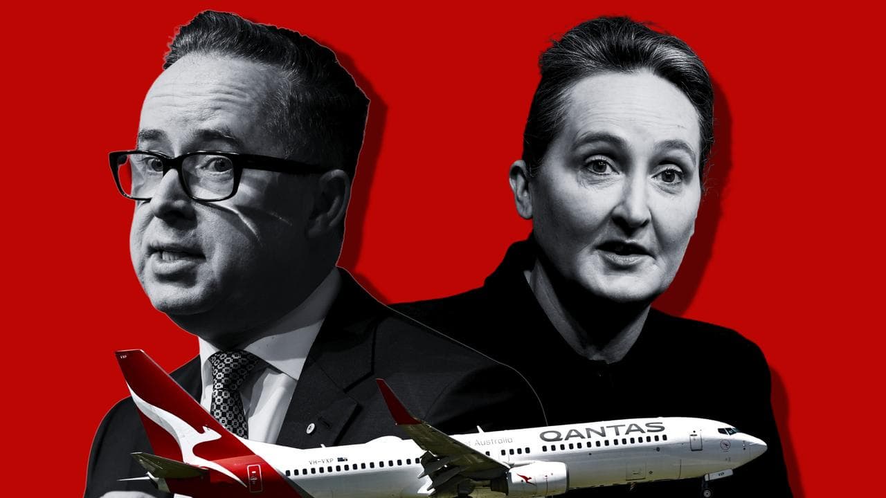 Former Qantas CEO Alan Joyce (left) and current boss Vanessa Hudson