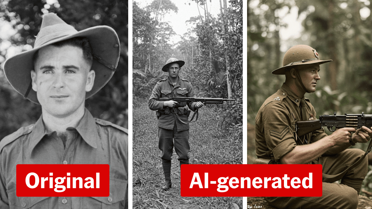 Real and fake images of Private Tom Starcevich