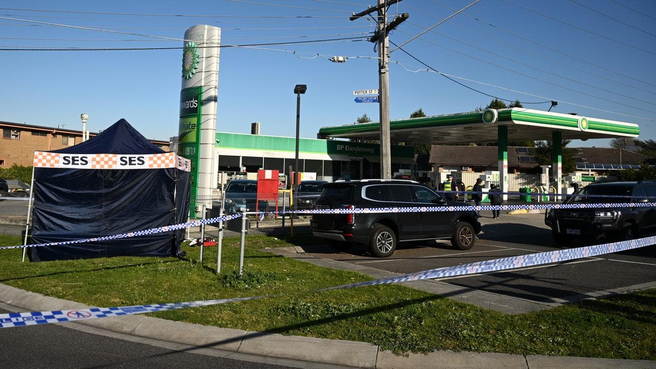 Police at the scene of the fatal stabbing (file image)