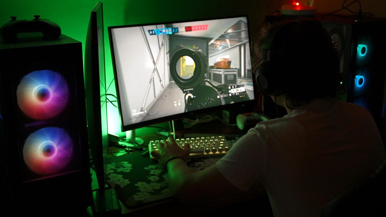 Online gamers play in their gaming room
