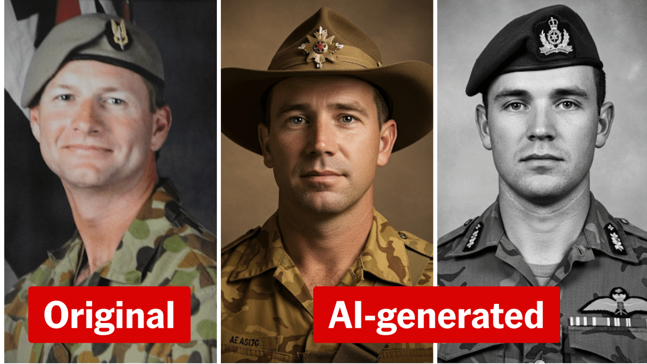 Genuine and fake images of Sgt Blaine Diddams