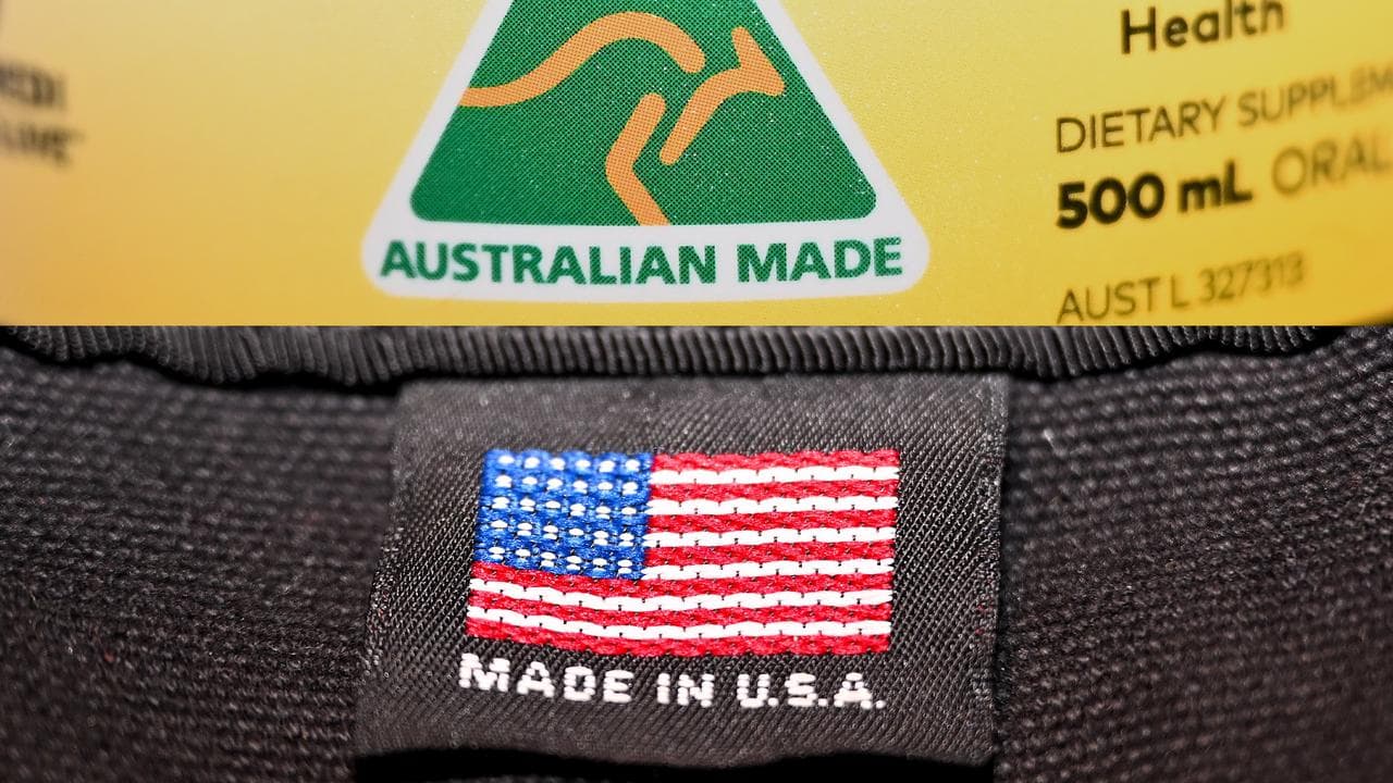 A combination photo of an Australian Made logo and a Made in USA logo