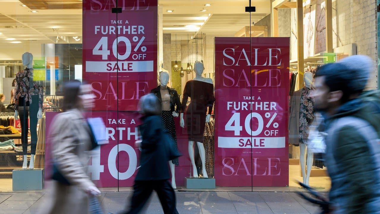 Shoppers in a city mall