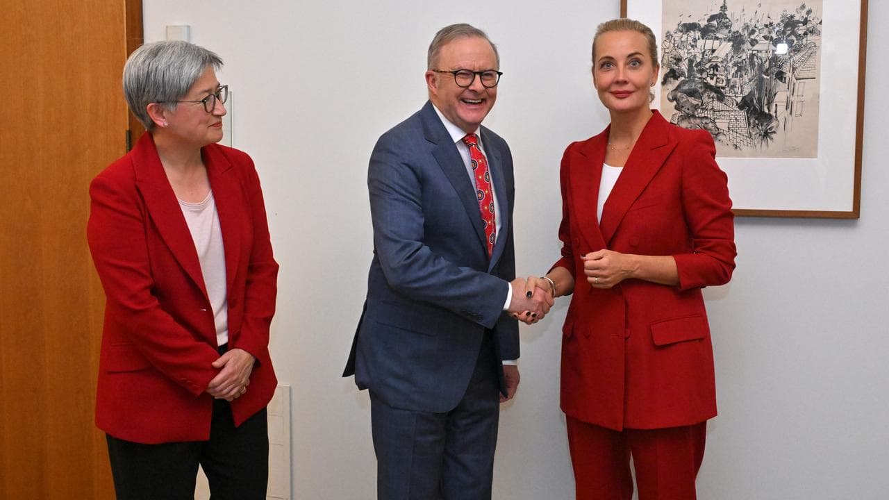 Penny Wong, Anthony Albanese and Yulia Navalnaya