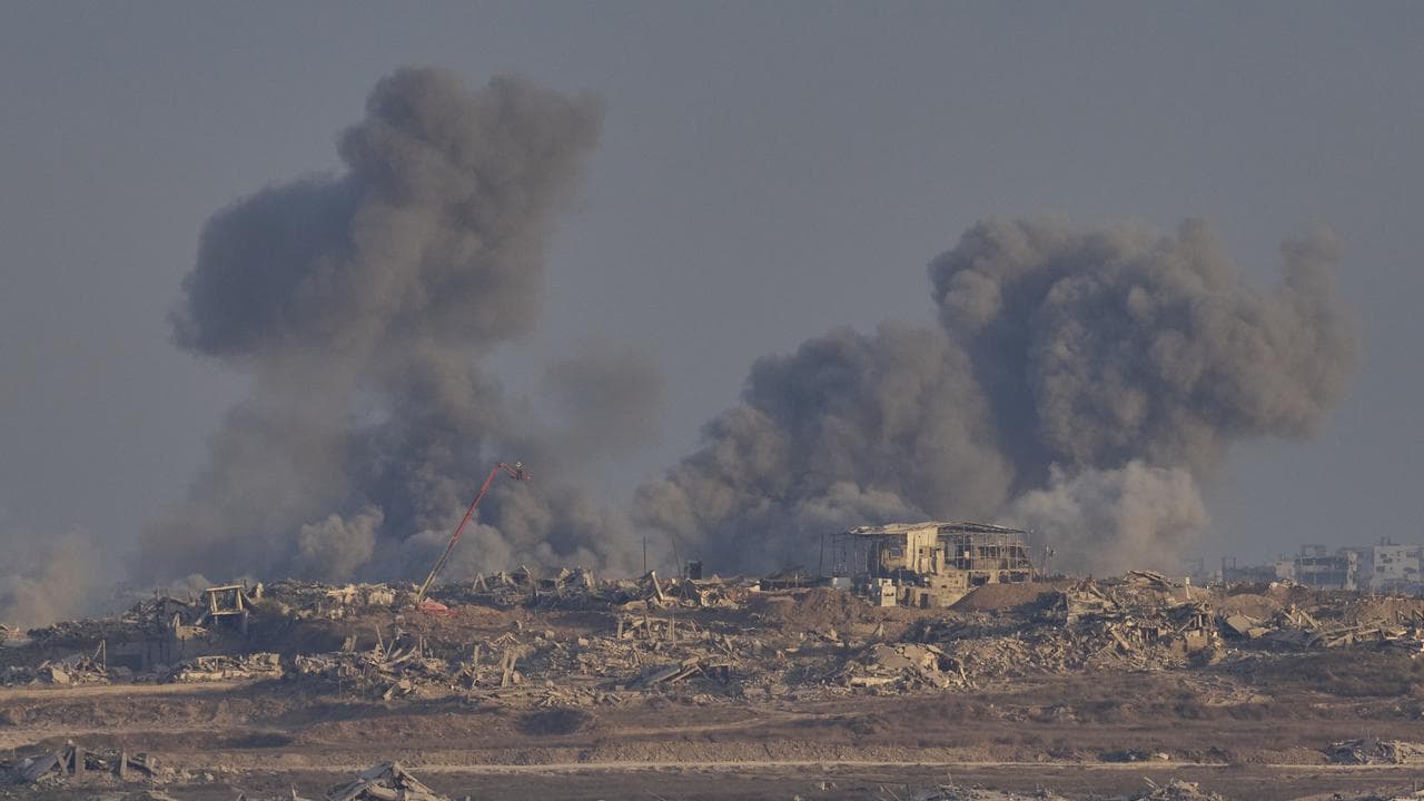 Smoke rises following an explosion in the Gaza Strip