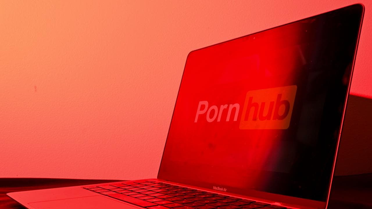 A pornographic website on a laptop screen