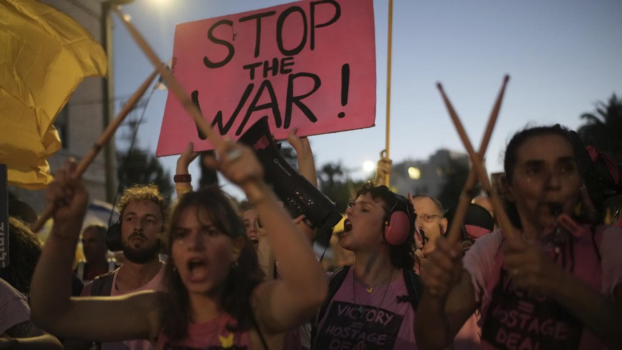 Protesters in Jerusalem demand the release of hostages in Gaza