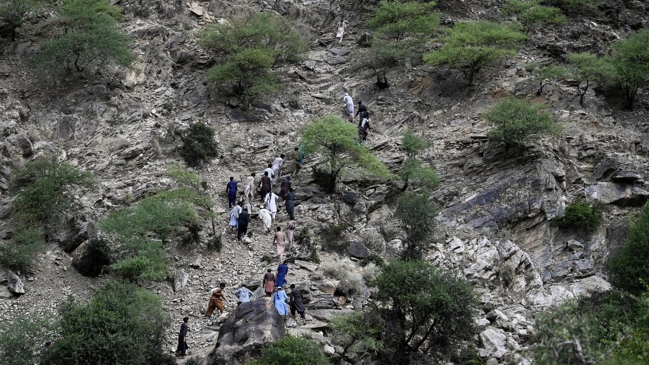 People in search efforts after an earthquake in Afghanistan