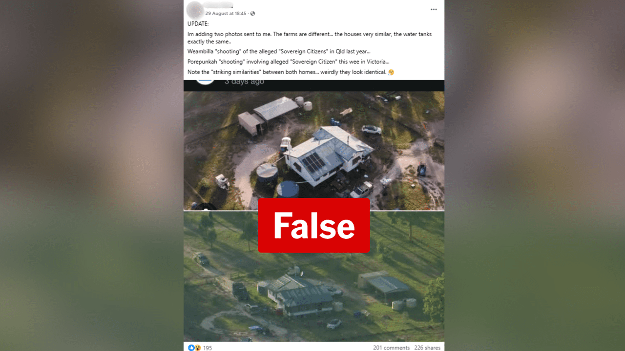 Facebook post claims Wieambilla and Porepunkah sites look identical