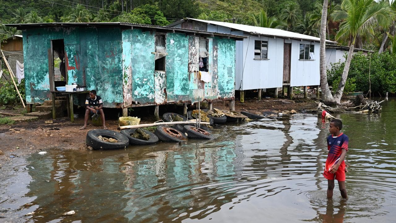 Houses impacted by rising sea levels in Fiji (file image)