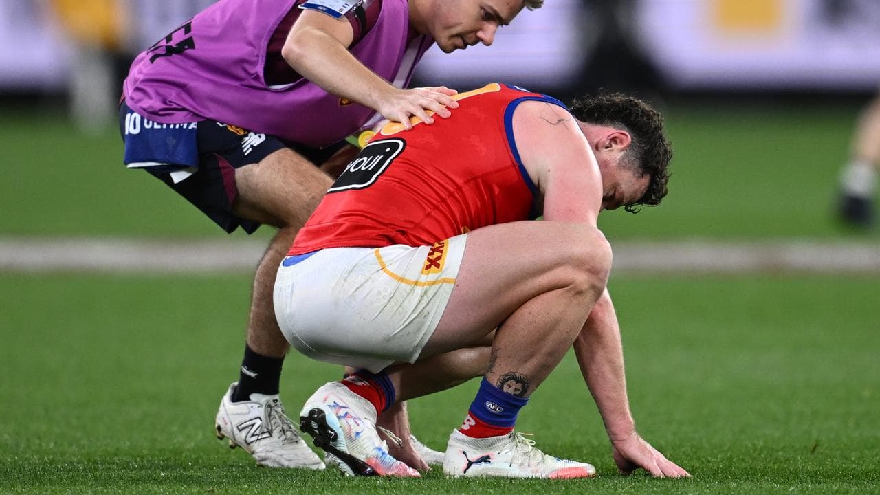 Lachie Neale failed to finish the match for the Lions.