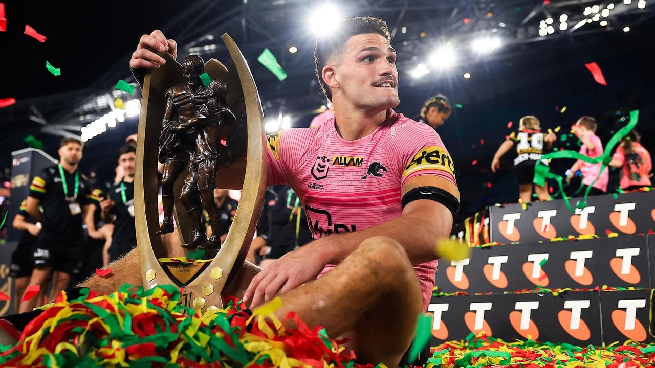 Nathan Cleary poses with the Provan-Summons Trophy