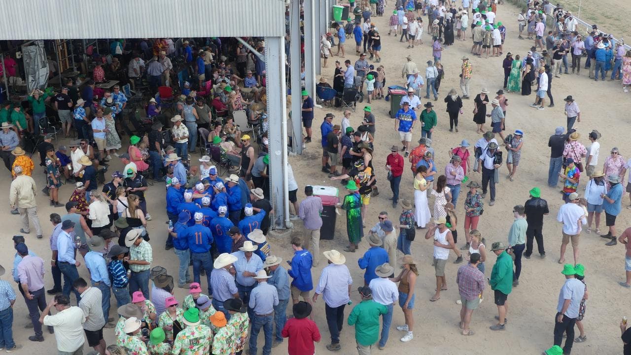 Crowds gather after the Birdsville Cup at the Birdsville Race Club