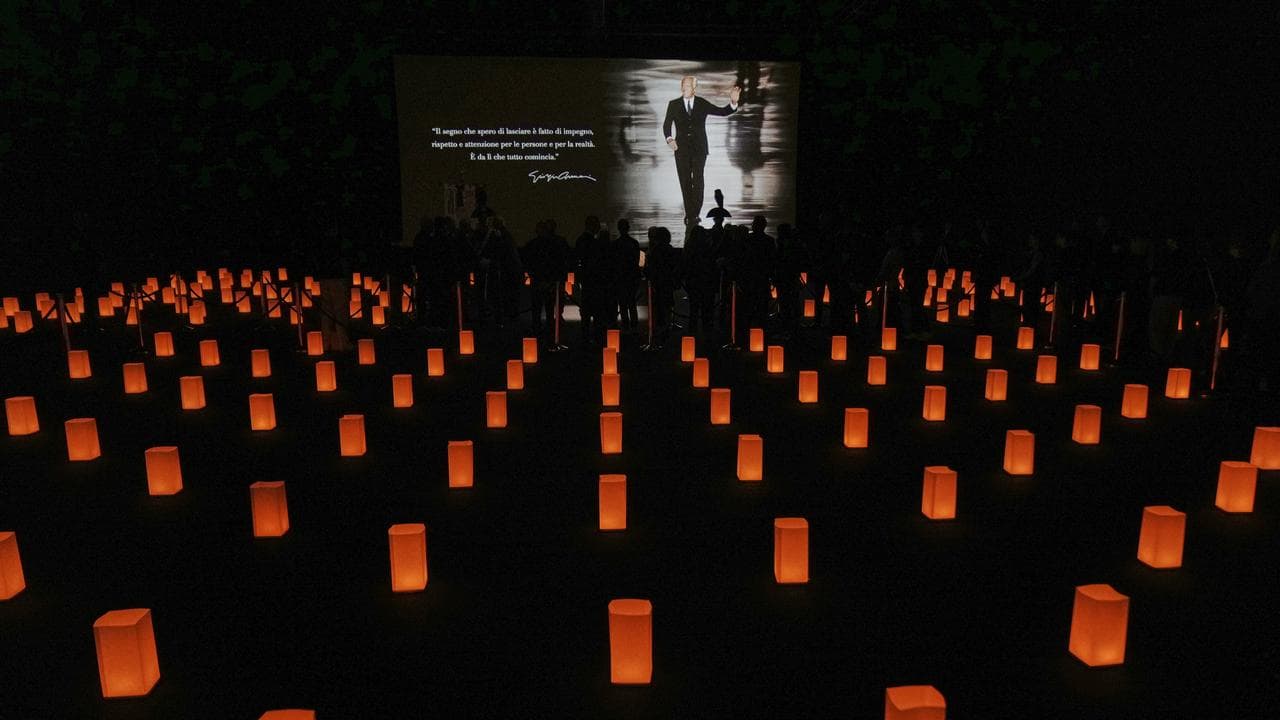 Giorgio Armani lying in state at the Armani/Teatro in Milan