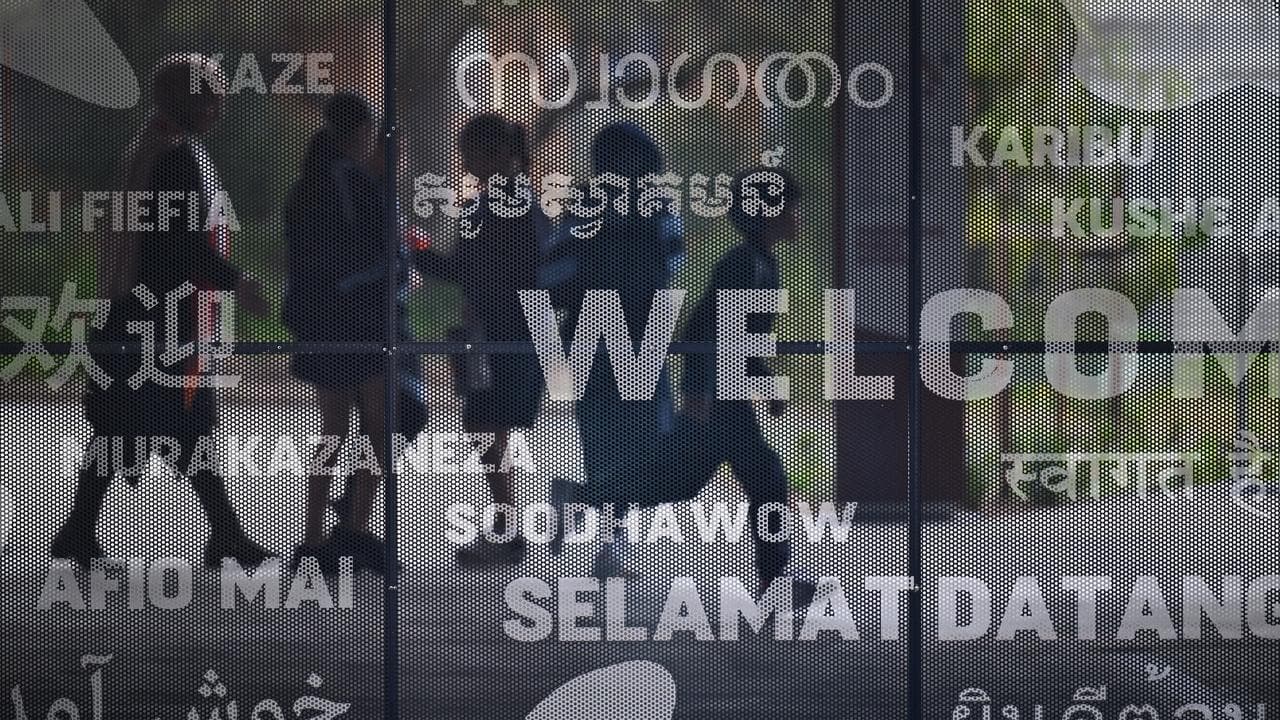 School students behind a screen (file image)