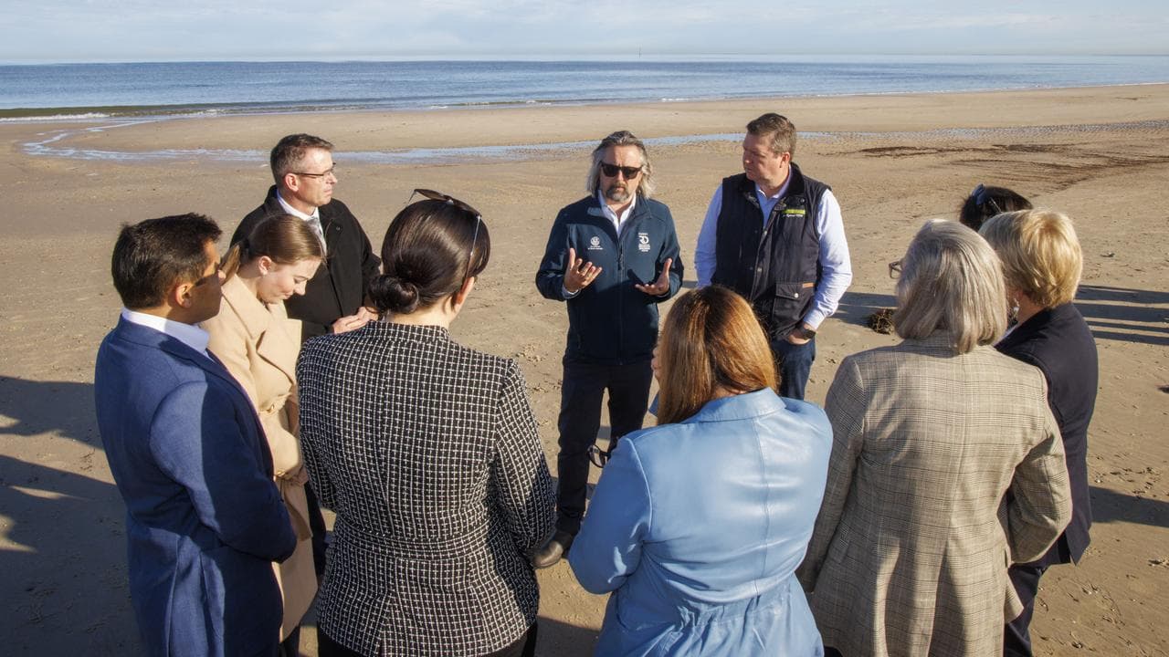 Senators visit a beach in Adelaide