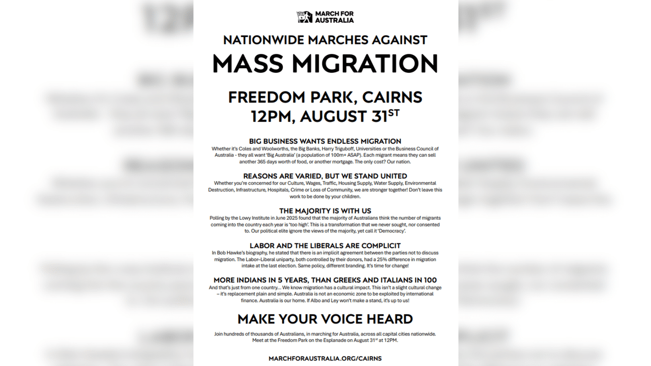 March For Australia pamphlet from August 2025