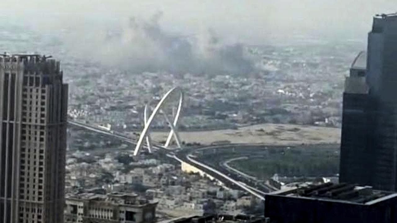 Smoke from an Israeli strike in Doha, Qatar