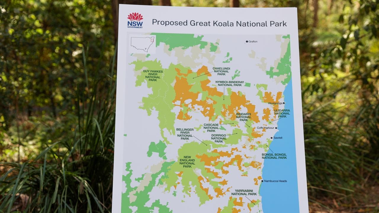 A NSW Government map is seen in Bongil Bongil National Park, Bundagen