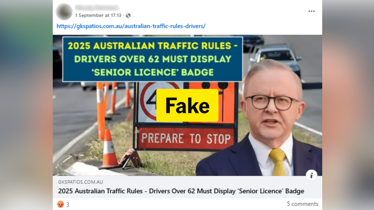 Drivers over 62 fake Fbook claim
