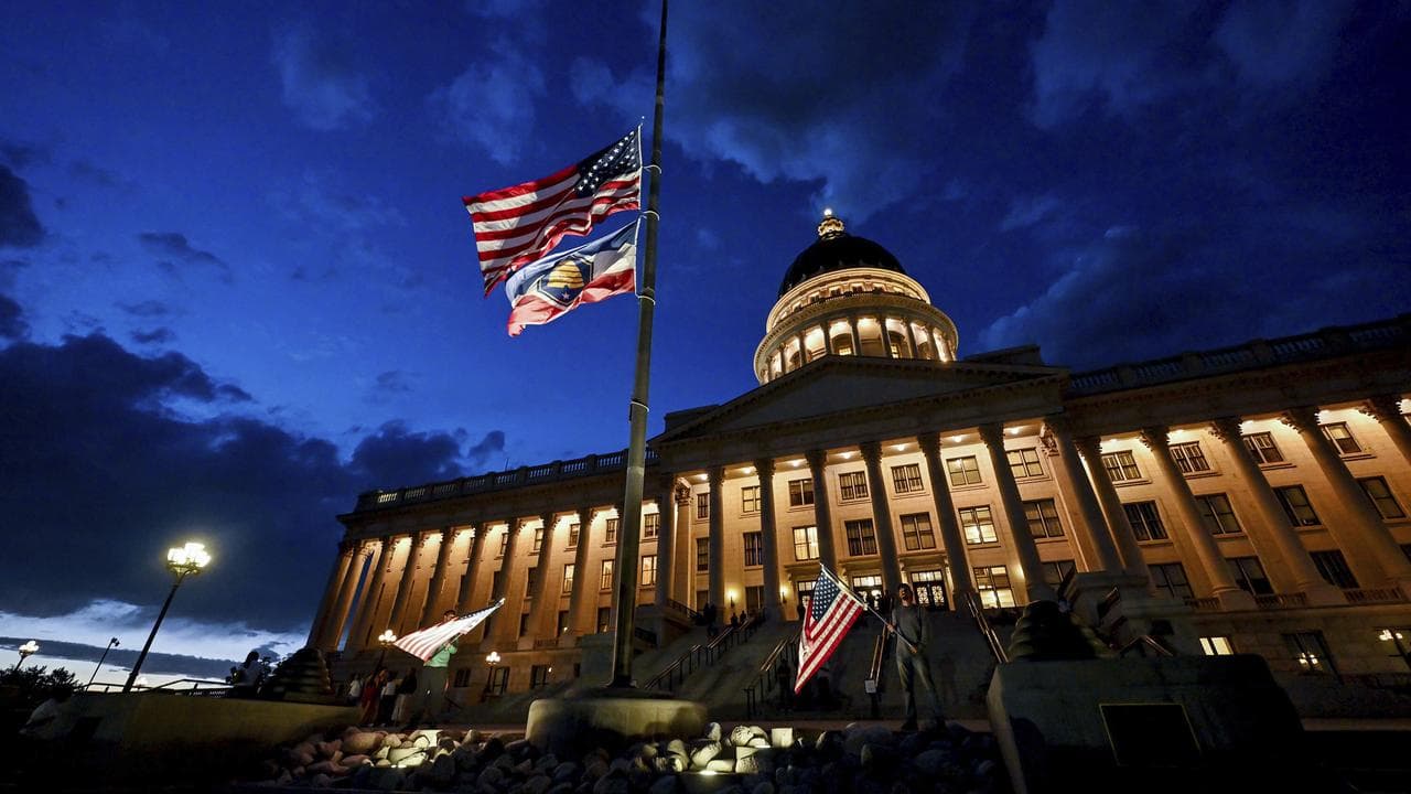 Flags at half-mast at the Utah State Capitol