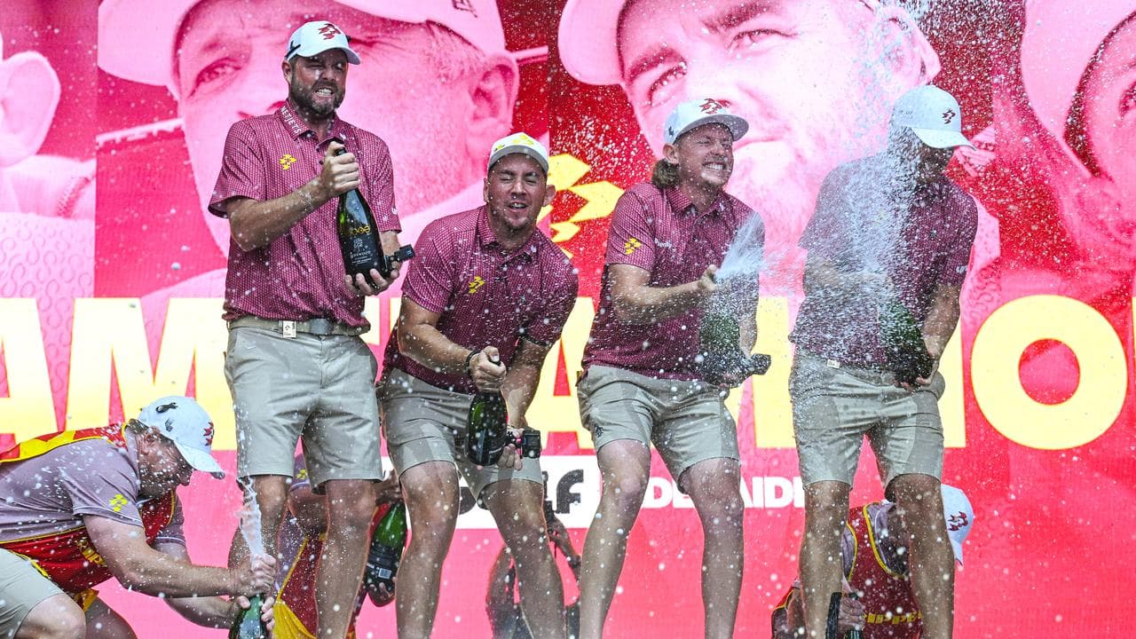 (L-R) Marc Leishman, Lucas Herbert, Cameron Smith and Matt Jones.