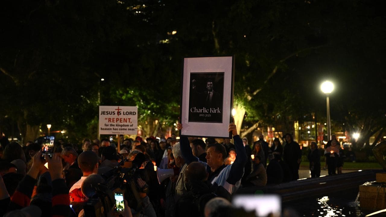 Vigil for the late US activist Charlie Kirk in Hyde Park, Sydney