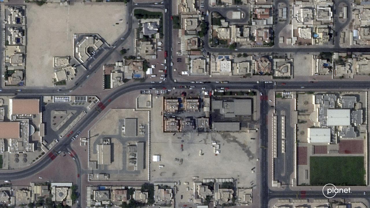 Satellite image of damage after the Doha strike