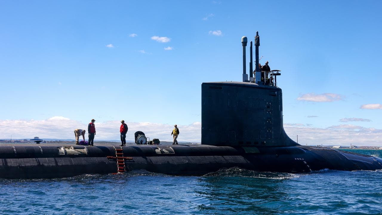 A US Virginia-class submarine off the coast of Perth (file image)