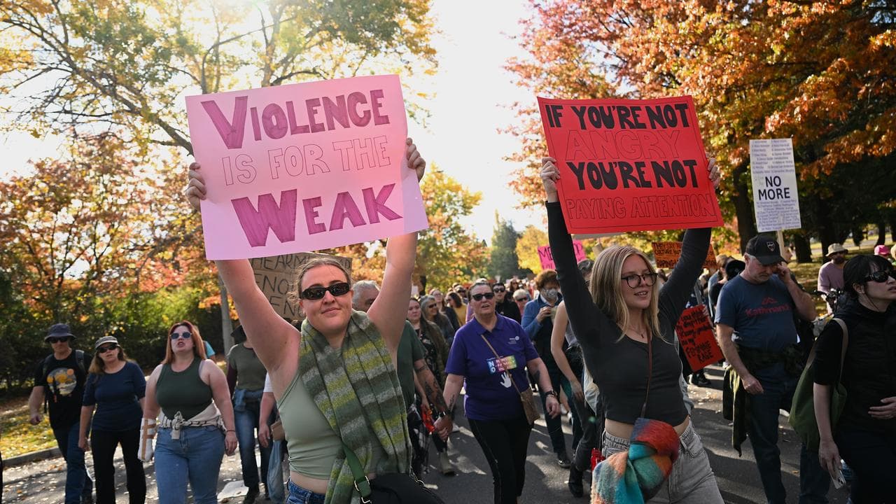Placards calling for end to violence against women (file image)