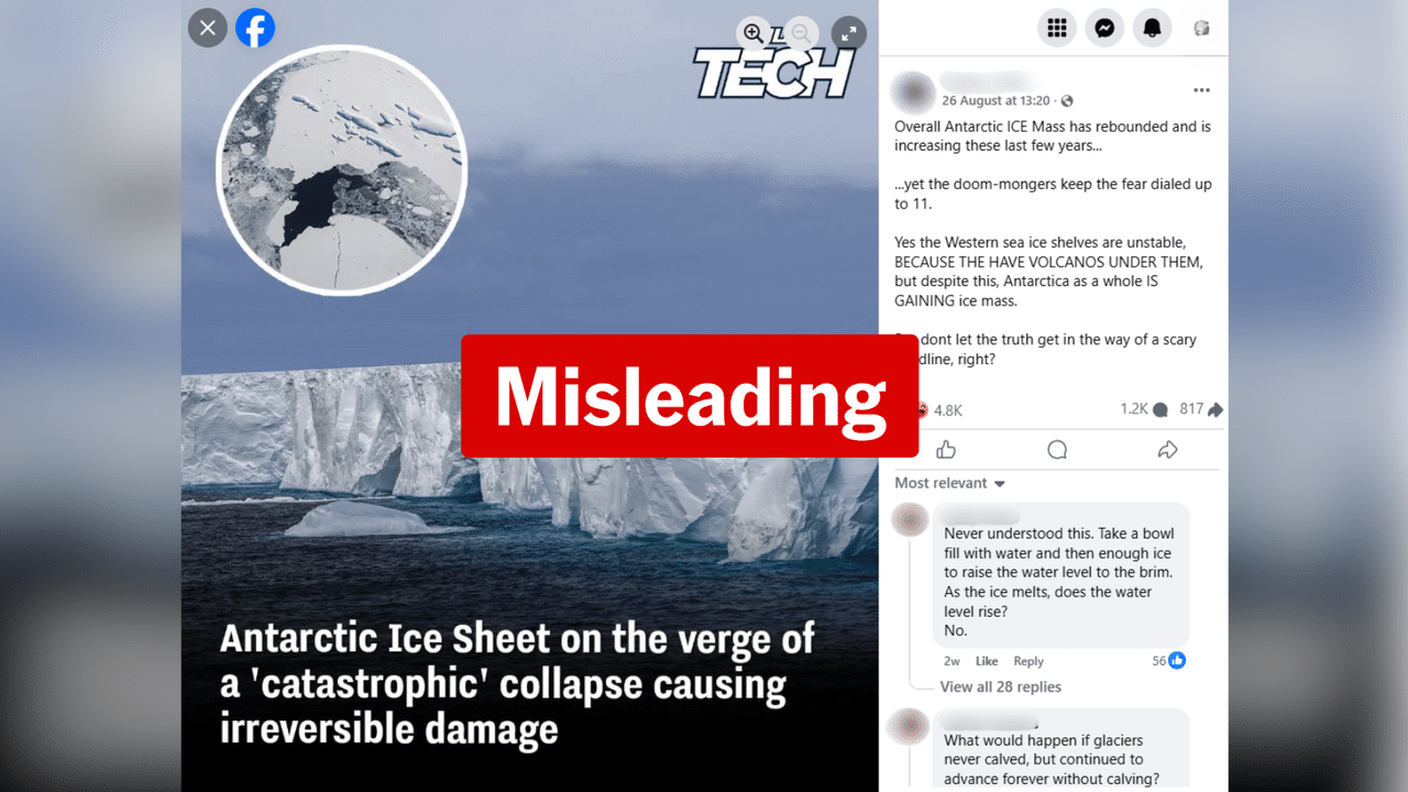 Facebook post claiming Antarctic ice has rebounded