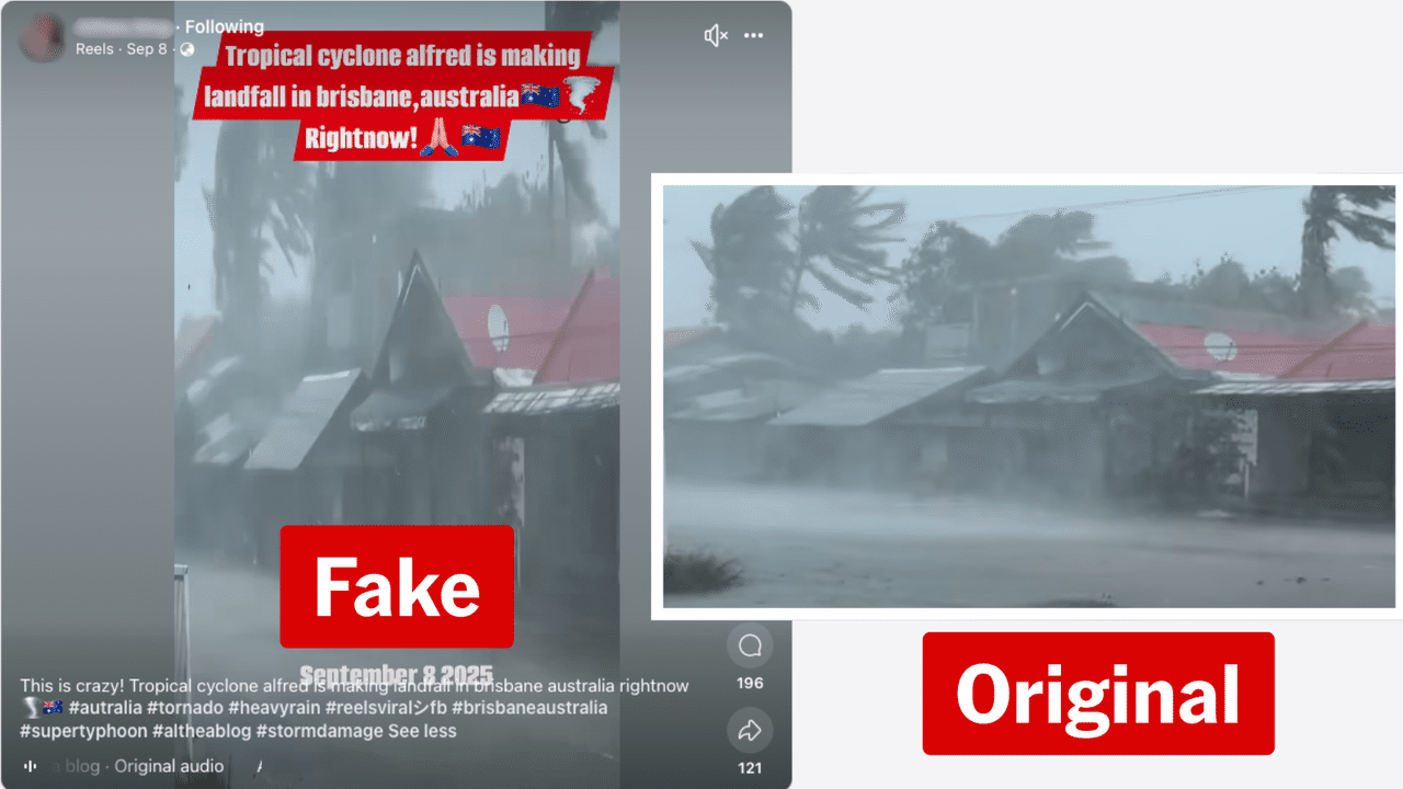 Fake Facebook video of Philippines storm claiming to be Brisbane