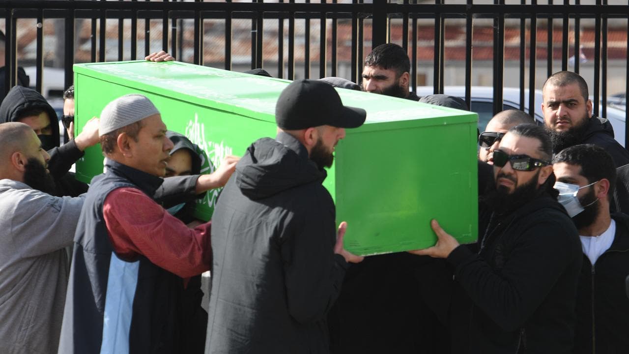 The casket of Bilal Hamze is carried from Lakemba Mosque (file)