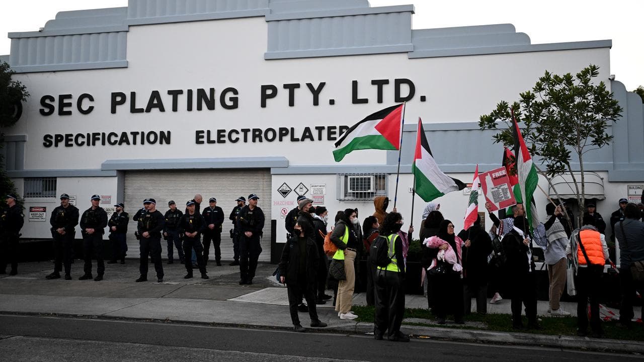 Protesters during a rally at SEC Plating (file image)