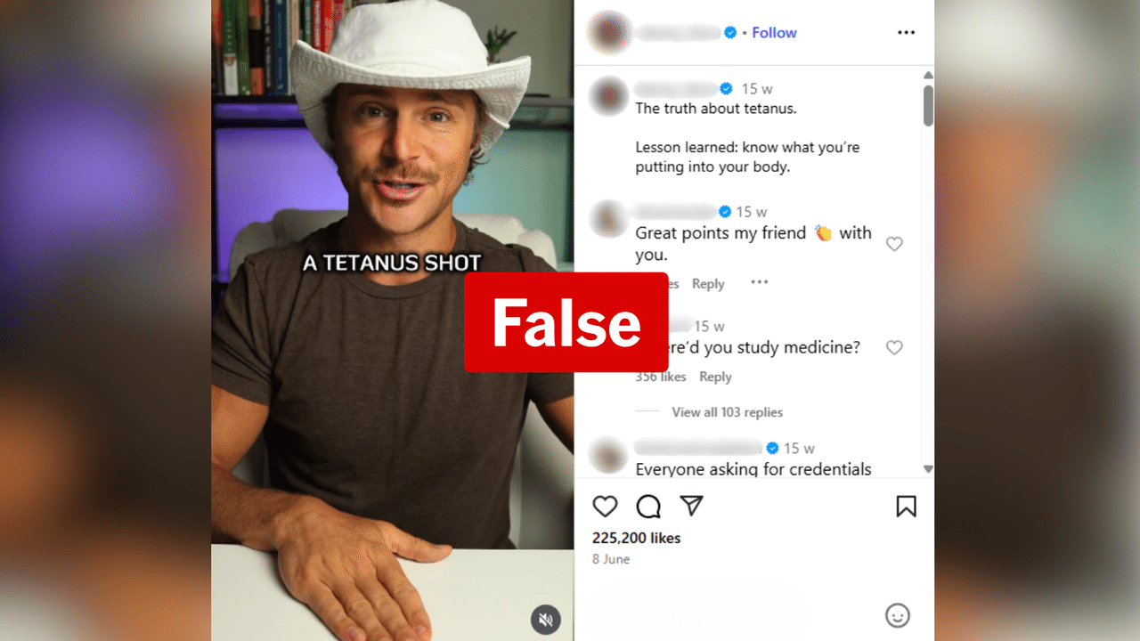 Instagram reel claiming Vitamin C as effective as tetanus vaccine