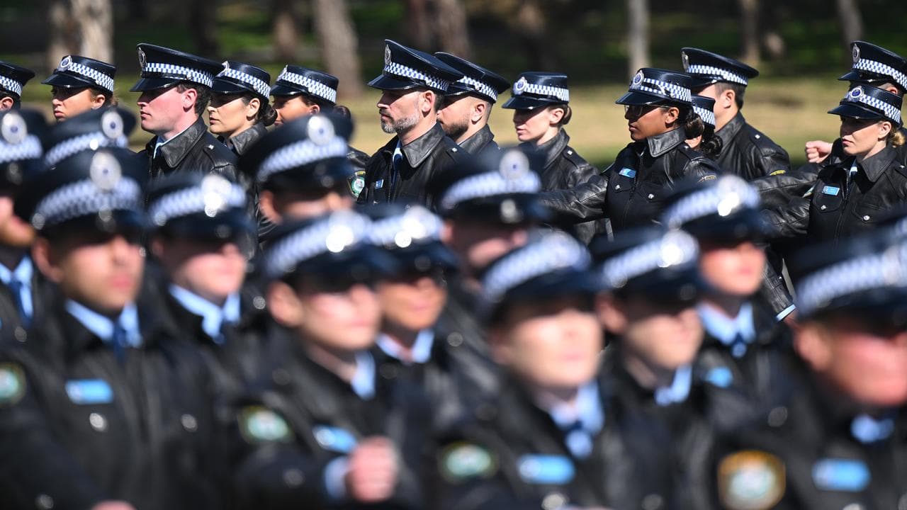 Police marching in August 