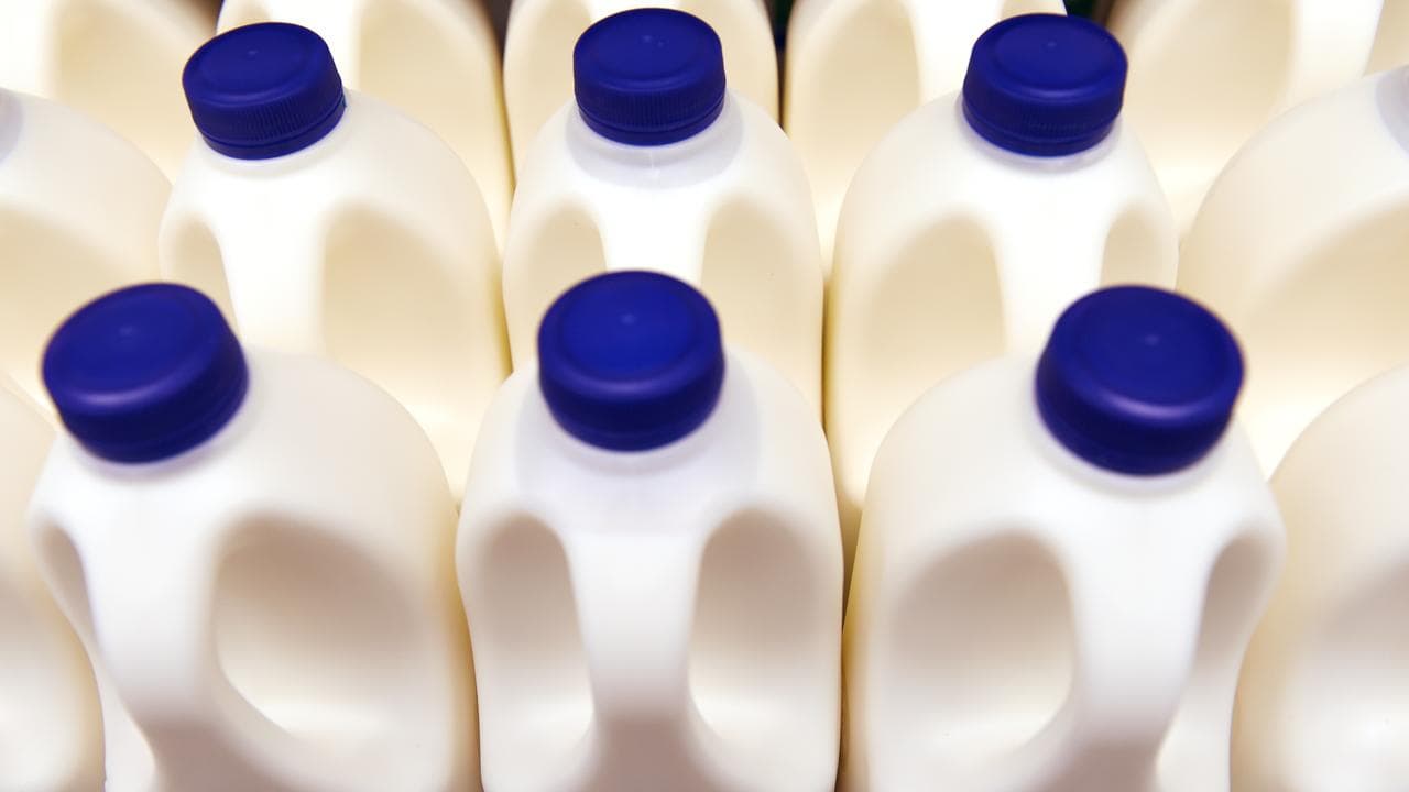 Bottles of A2 milkin a fridge in Sydney, Nov.22, 2016