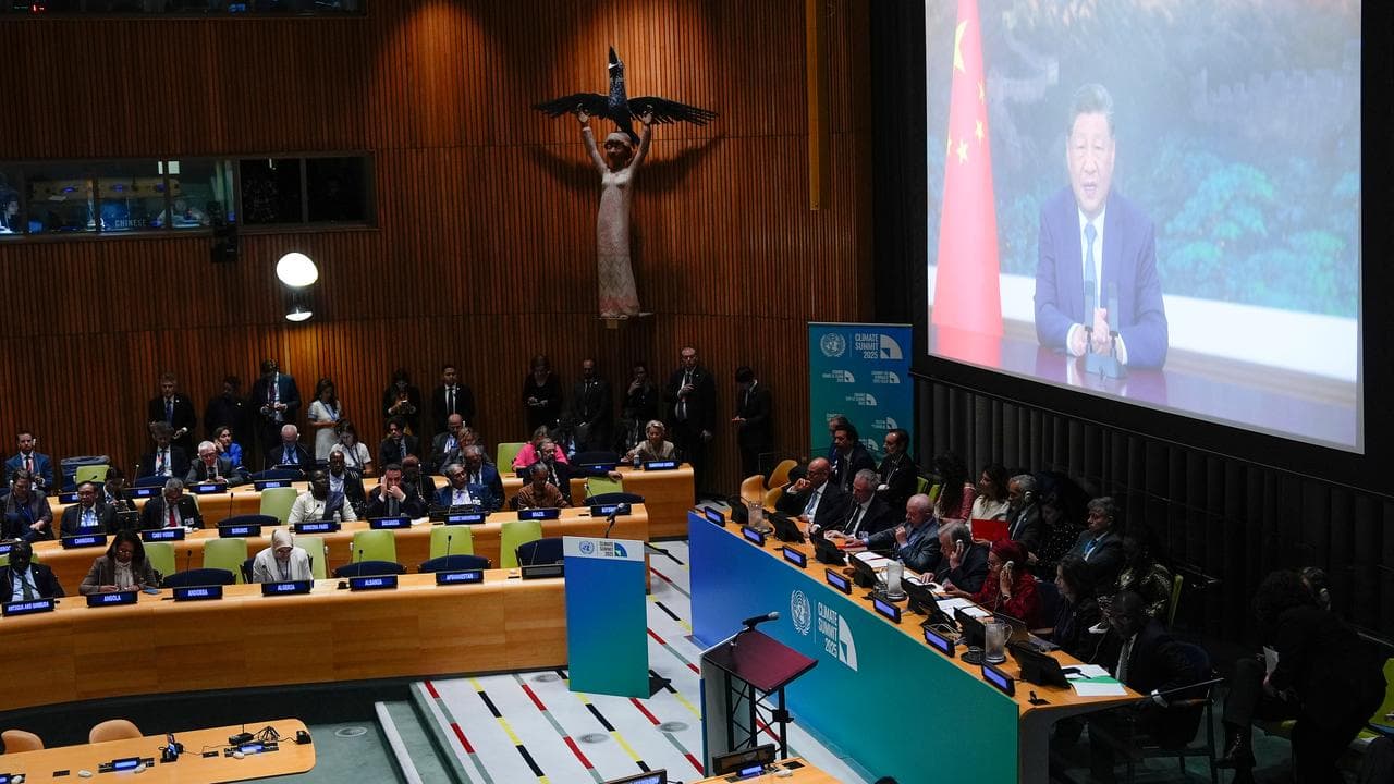 Chinese President Xi Jinping addresses a climate leaders' summit