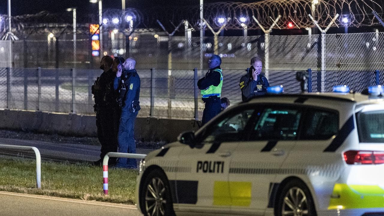 Danish police patrol at Copenhagen Airport, Denmark