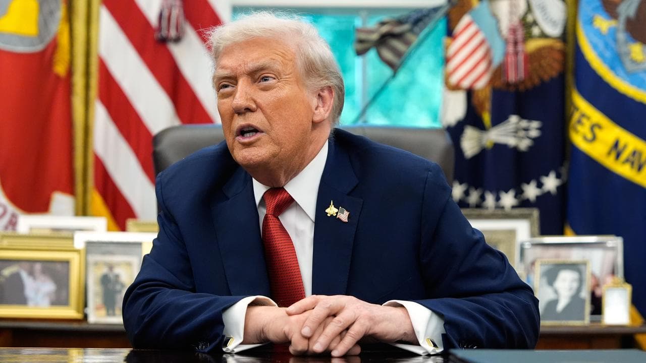 US President Donald Trump speaks in the Oval Office