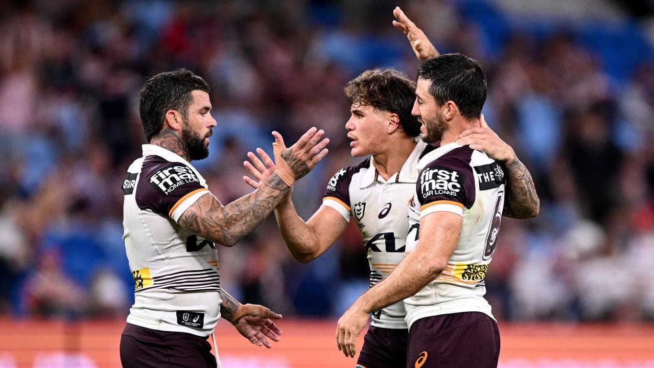 The Broncos' Adam Reynolds, Reece Walsh and Ben Hunt.