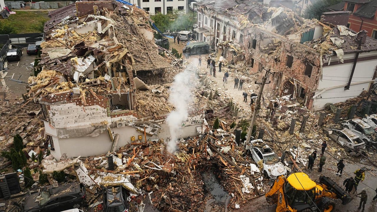 Damaged during a Russian attack in Kyiv