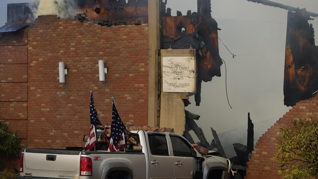A vehicle that was rammed into the church