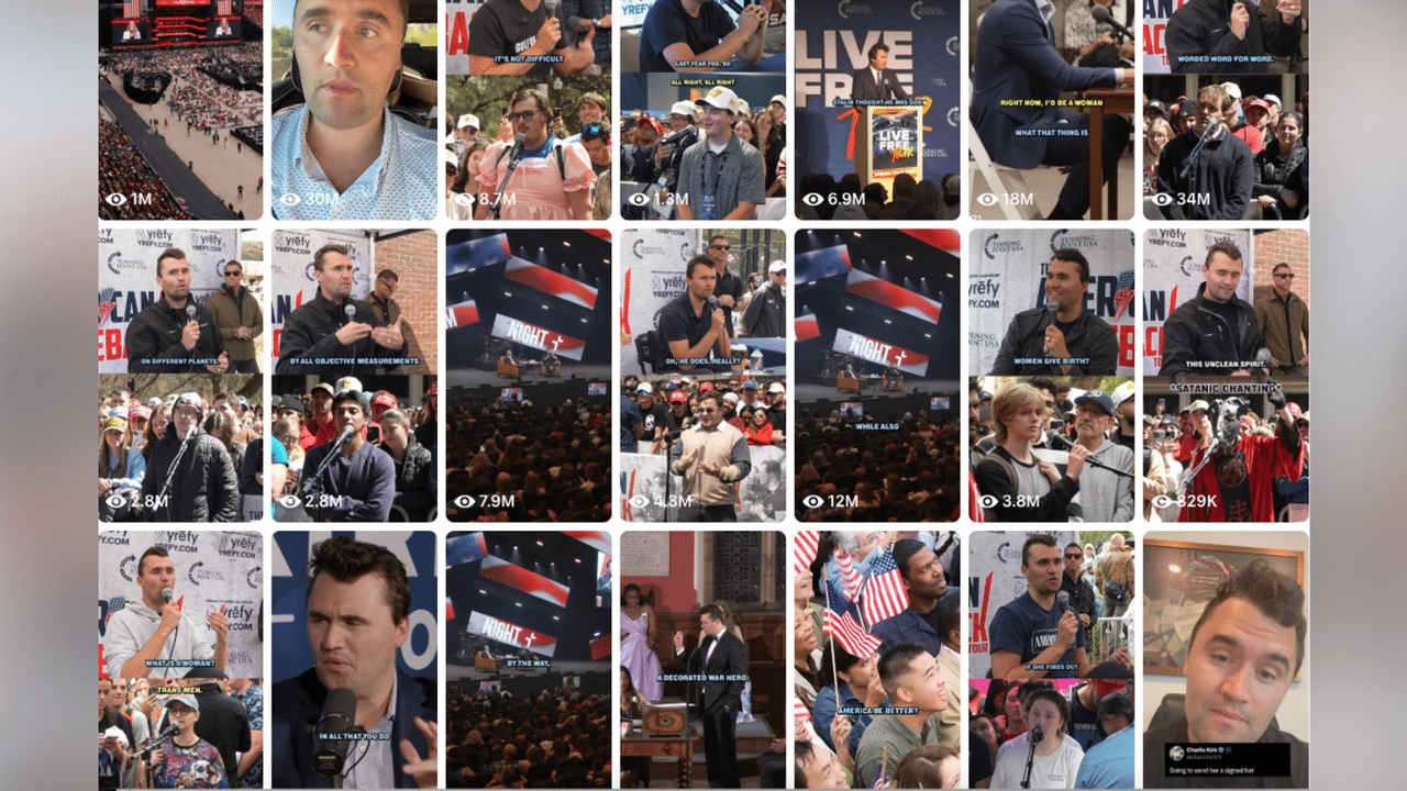 A screenshot of a library of Facebook videos.