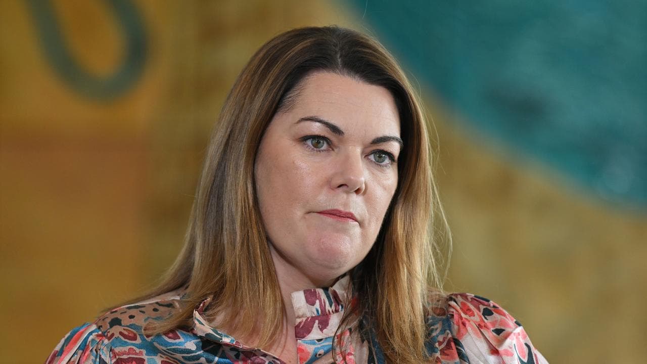 Greens senator Sarah Hanson-Young speaks to reporters in Canberra